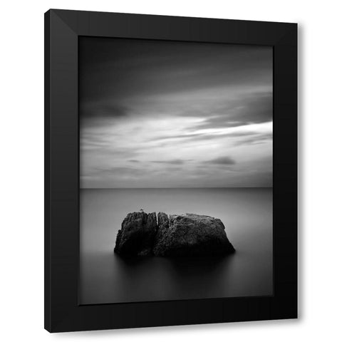 Rock One Black Modern Wood Framed Art Print with Double Matting by Design Fabrikken