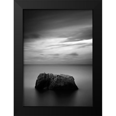 Rock One Black Modern Wood Framed Art Print by Design Fabrikken