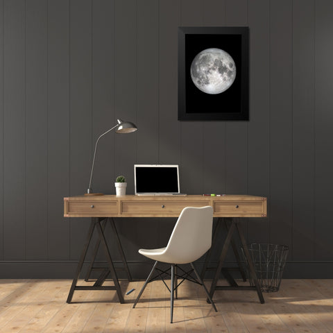 The Moon Black Modern Wood Framed Art Print by Design Fabrikken