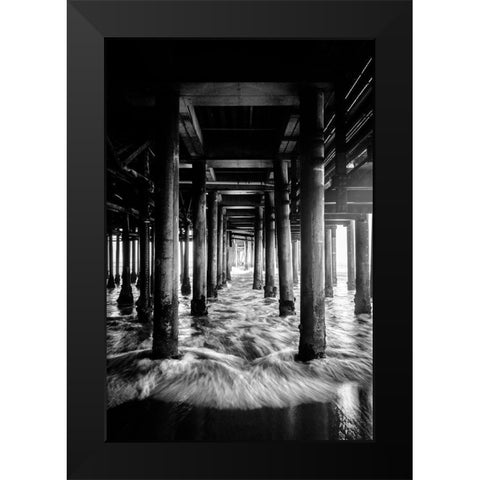 Under the Bridge Black Modern Wood Framed Art Print by Design Fabrikken