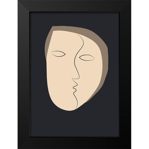 Face It 1 Black Modern Wood Framed Art Print by Design Fabrikken