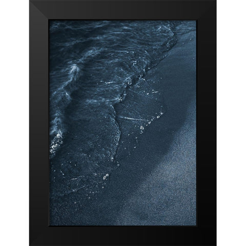 Blue Beach Black Modern Wood Framed Art Print by Design Fabrikken