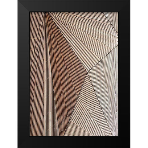 Wooden Structure Black Modern Wood Framed Art Print by Design Fabrikken