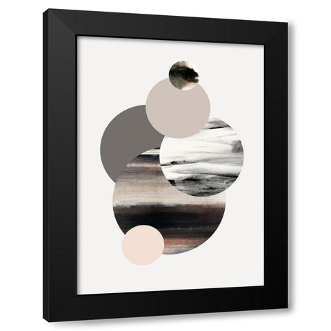 Circles 1 Black Modern Wood Framed Art Print by Design Fabrikken
