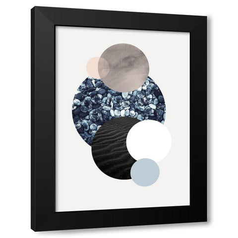 Circles 2 Black Modern Wood Framed Art Print by Design Fabrikken