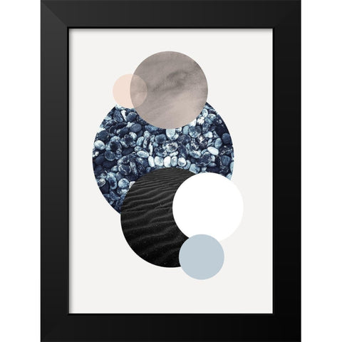 Circles 2 Black Modern Wood Framed Art Print by Design Fabrikken