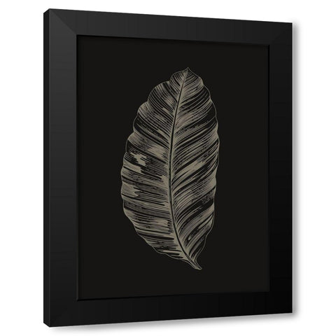 Black Leaf Black Modern Wood Framed Art Print with Double Matting by Design Fabrikken
