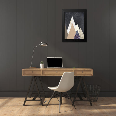 Peaks 2 Black Modern Wood Framed Art Print by Design Fabrikken