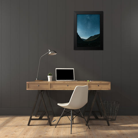 Star Light Black Modern Wood Framed Art Print by Design Fabrikken