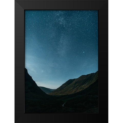 Star Light Black Modern Wood Framed Art Print by Design Fabrikken