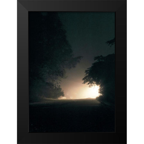 A Light in the Dark Black Modern Wood Framed Art Print by Design Fabrikken