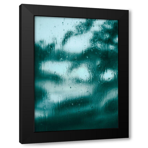 Blue Motion Black Modern Wood Framed Art Print by Design Fabrikken