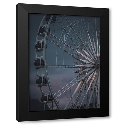 The Wheel Is Turning Black Modern Wood Framed Art Print by Design Fabrikken