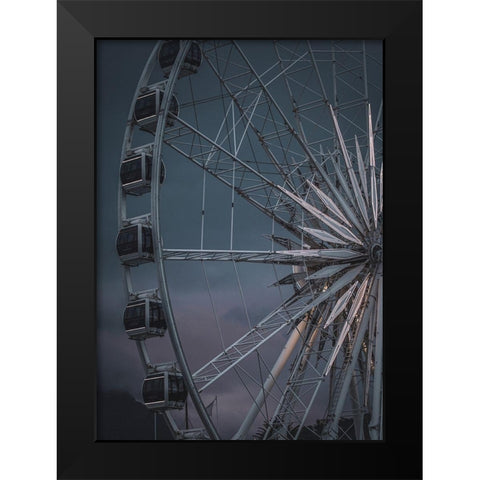 The Wheel Is Turning Black Modern Wood Framed Art Print by Design Fabrikken