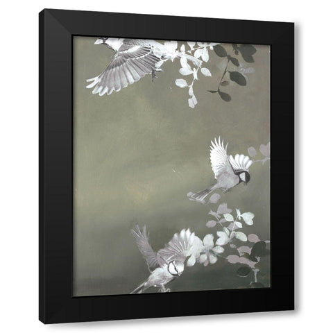 Bird 4 Black Modern Wood Framed Art Print with Double Matting by Design Fabrikken