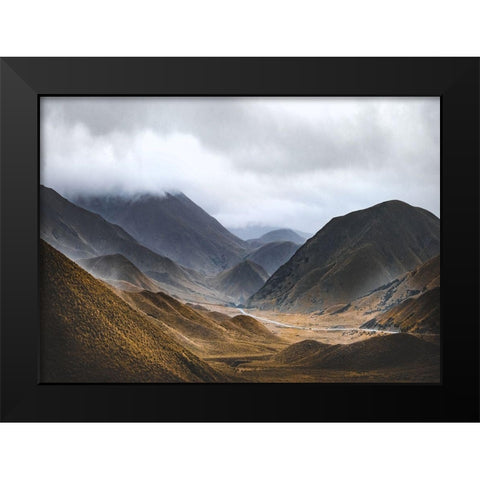 Bishop 9 Black Modern Wood Framed Art Print by Design Fabrikken