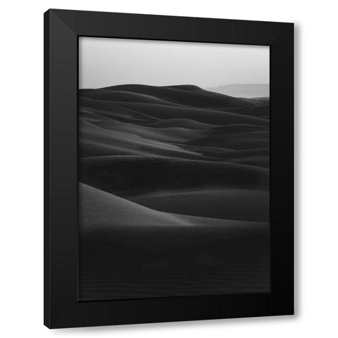 Black Dunes Black Modern Wood Framed Art Print by Design Fabrikken