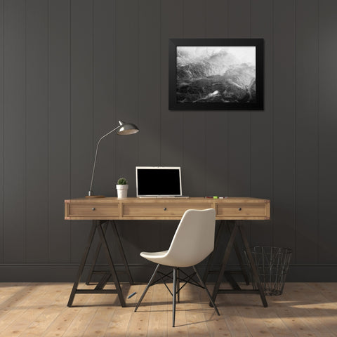 Black Motion Black Modern Wood Framed Art Print by Design Fabrikken
