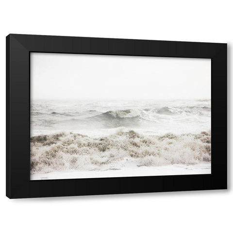Breaking Waves Black Modern Wood Framed Art Print by Design Fabrikken