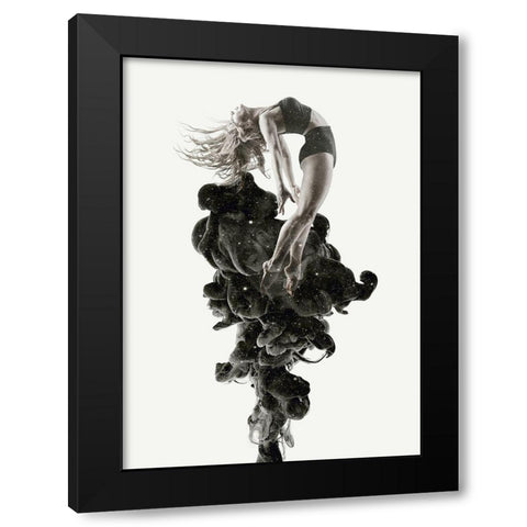 Burst Black Modern Wood Framed Art Print with Double Matting by Design Fabrikken