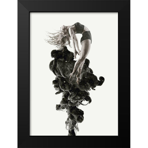 Burst Black Modern Wood Framed Art Print by Design Fabrikken