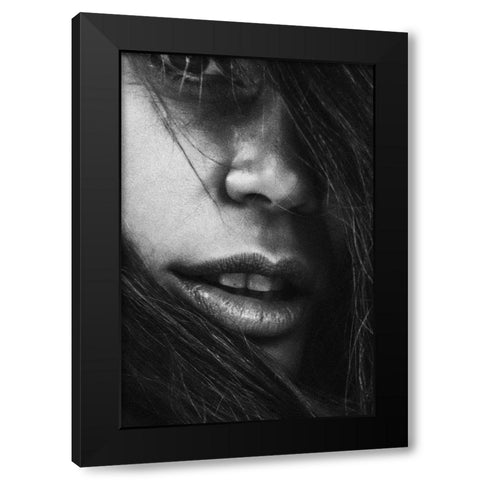 Face 4 Black Modern Wood Framed Art Print by Design Fabrikken