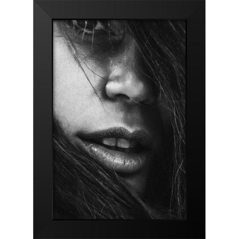 Face 4 Black Modern Wood Framed Art Print by Design Fabrikken