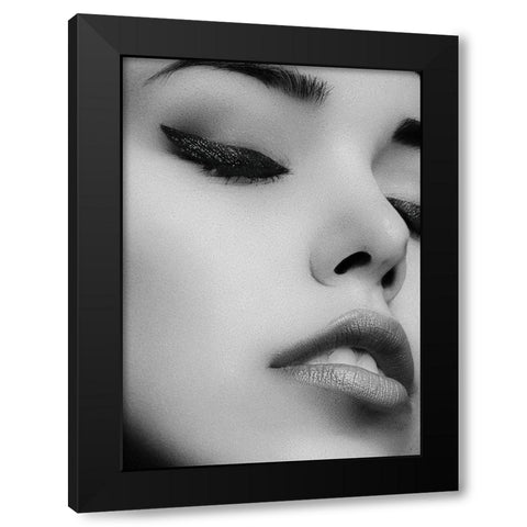 Face 1 Black Modern Wood Framed Art Print with Double Matting by Design Fabrikken