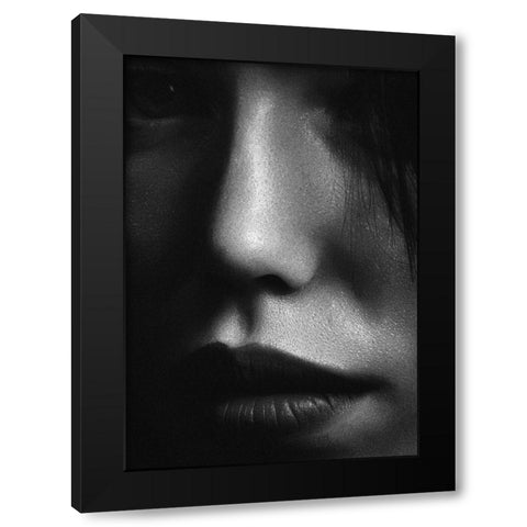 Face 2 Black Modern Wood Framed Art Print by Design Fabrikken