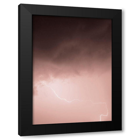 Lightning Pink Black Modern Wood Framed Art Print by Design Fabrikken