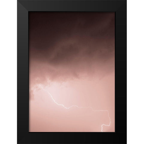 Lightning Pink Black Modern Wood Framed Art Print by Design Fabrikken
