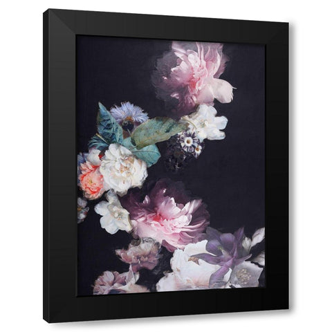 Purple Blossom 1 Black Modern Wood Framed Art Print with Double Matting by Design Fabrikken