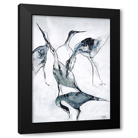 Crane 1 Black Modern Wood Framed Art Print with Double Matting by Design Fabrikken