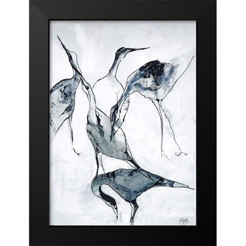Crane 1 Black Modern Wood Framed Art Print by Design Fabrikken