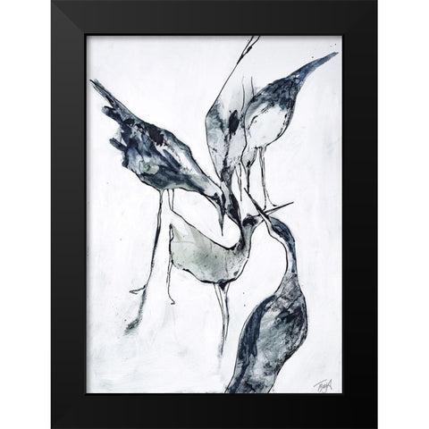 Crane 2 Black Modern Wood Framed Art Print by Design Fabrikken
