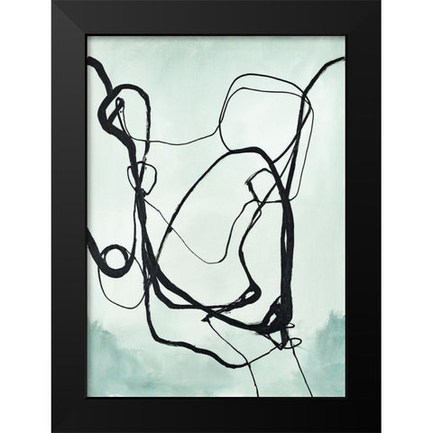 Fine Line 2 Black Modern Wood Framed Art Print by Design Fabrikken