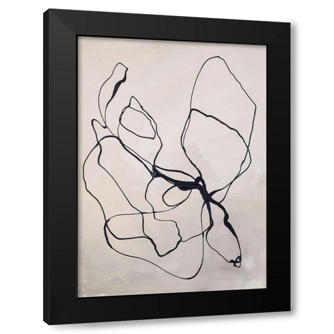 Fine Line 4 Black Modern Wood Framed Art Print by Design Fabrikken
