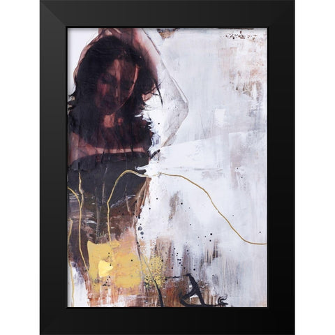 Yellow Era 1 Black Modern Wood Framed Art Print by Design Fabrikken