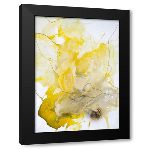 Yellow Line Black Modern Wood Framed Art Print with Double Matting by Design Fabrikken