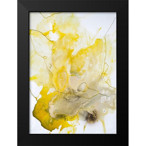Yellow Line Black Modern Wood Framed Art Print by Design Fabrikken