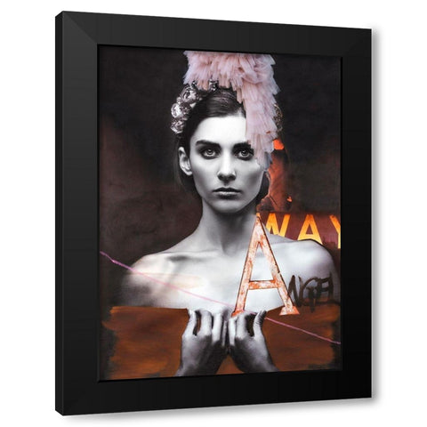 Angel Black Modern Wood Framed Art Print with Double Matting by Design Fabrikken