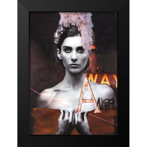 Angel Black Modern Wood Framed Art Print by Design Fabrikken