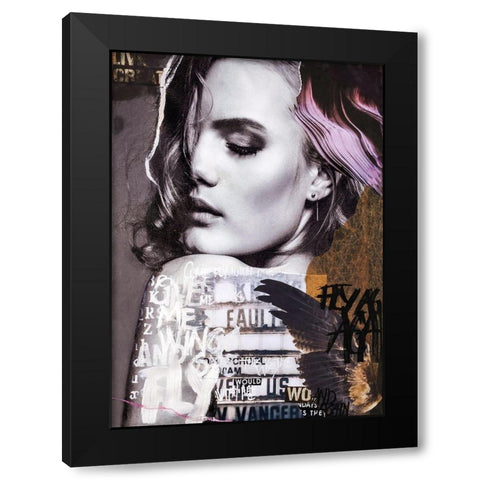 Fly Again Black Modern Wood Framed Art Print by Design Fabrikken