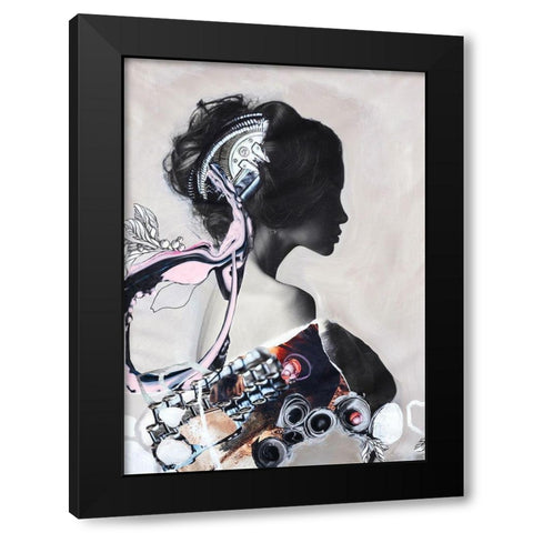 Pink Fluence 1 Black Modern Wood Framed Art Print with Double Matting by Design Fabrikken