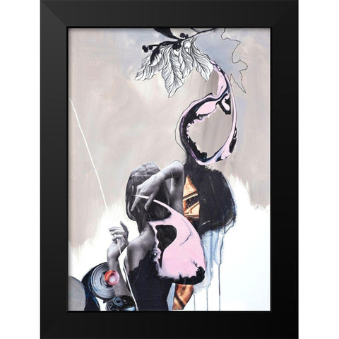 Pink Fluence 2 Black Modern Wood Framed Art Print by Design Fabrikken
