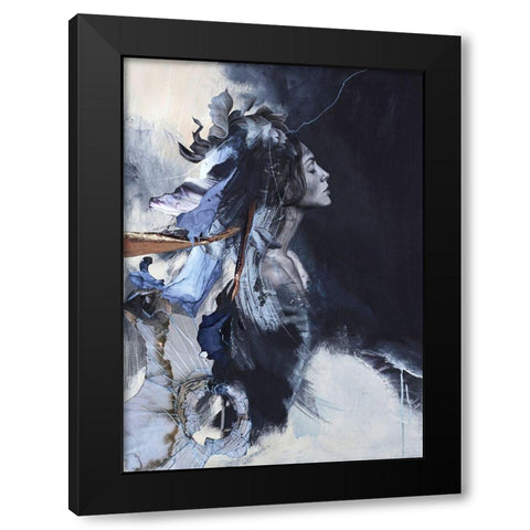 Imperfection Blue Black Modern Wood Framed Art Print by Design Fabrikken