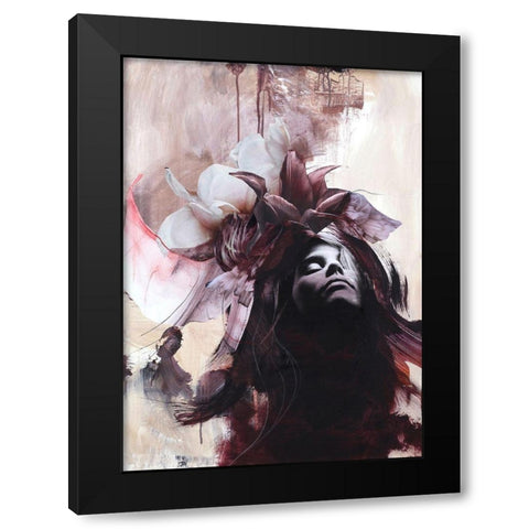 Imperfection Red Black Modern Wood Framed Art Print by Design Fabrikken