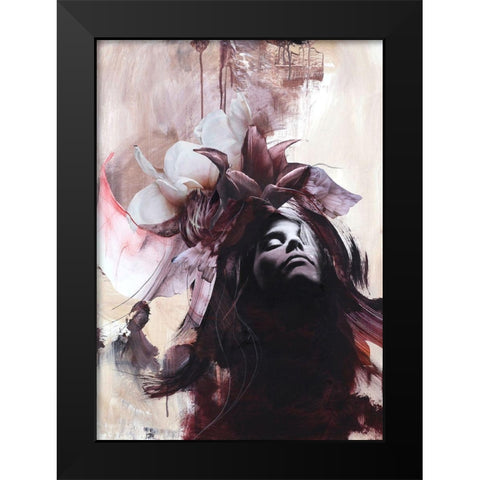 Imperfection Red Black Modern Wood Framed Art Print by Design Fabrikken