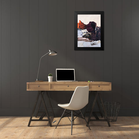 New Era 2 Black Modern Wood Framed Art Print by Design Fabrikken