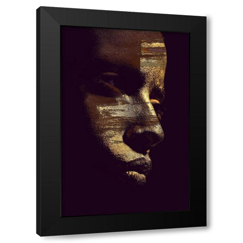 Gold Vision Black Modern Wood Framed Art Print by Design Fabrikken